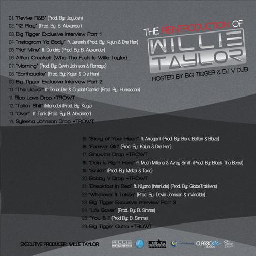 The reintroduction of Willie Taylor mixtape tracklist